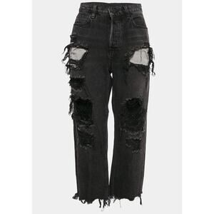 Alexander Wang Black Distressed Straight Leg Jeans